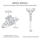 3 Carat IGI Certified Emerald Cut Lab Grown Diamond Engagement Ring with Side Stones Lab - ( E-VS1 ) - Rosec Jewels