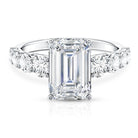 Emerald Cut 4 Carat Lab Grown Diamond Side Stone Engagement Ring with IGI Certificate Lab - ( E-VS1 ) - Rosec Jewels