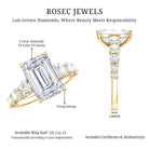 Emerald Cut 4 Carat Lab Grown Diamond Side Stone Engagement Ring with IGI Certificate Lab - ( E-VS1 ) - Rosec Jewels