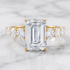 Emerald Cut 4 Carat Lab Grown Diamond Side Stone Engagement Ring with IGI Certificate Lab - ( E-VS1 ) - Rosec Jewels