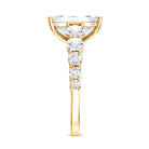Emerald Cut 4 Carat Lab Grown Diamond Side Stone Engagement Ring with IGI Certificate Lab - ( E-VS1 ) - Rosec Jewels