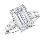 IGI Certified 5 Carat Big Lab Grown Diamond Emerald Cut Engagement Ring with Side Stones Lab - ( E-VS1 ) - Rosec Jewels