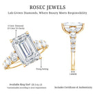 IGI Certified 5 Carat Big Lab Grown Diamond Emerald Cut Engagement Ring with Side Stones Lab - ( E-VS1 ) - Rosec Jewels