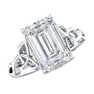 IGI Certified 4 Carat Emerald Cut Lab Grown Diamond Engagement Ring with Celtic Knot Lab - ( E-VS1 ) - Rosec Jewels