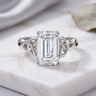 IGI Certified 4 Carat Emerald Cut Lab Grown Diamond Engagement Ring with Celtic Knot Lab - ( E-VS1 ) - Rosec Jewels