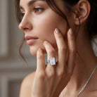 IGI Certified 4 Carat Emerald Cut Lab Grown Diamond Engagement Ring with Celtic Knot Lab - ( E-VS1 ) - Rosec Jewels