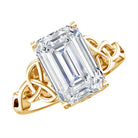 IGI Certified 4 Carat Emerald Cut Lab Grown Diamond Engagement Ring with Celtic Knot Lab - ( E-VS1 ) - Rosec Jewels