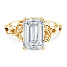 IGI Certified 4 Carat Emerald Cut Lab Grown Diamond Engagement Ring with Celtic Knot Lab - ( E-VS1 ) - Rosec Jewels
