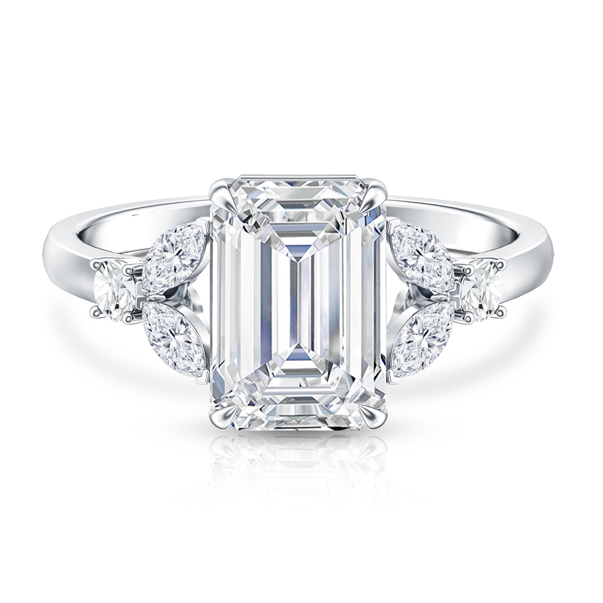 IGI Certified Lab Grown Diamond Emerald Cut Engagement Ring 3 Carat Lab - ( E-VS1 ) - Rosec Jewels
