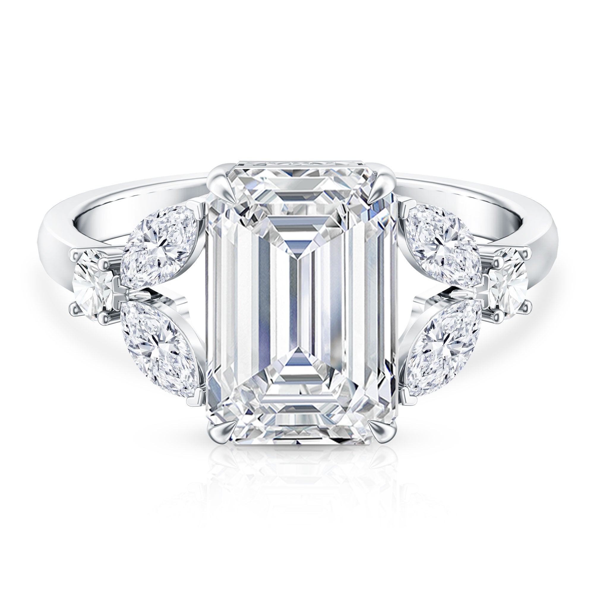 IGI Certified Emerald Cut Lab Grown Diamond Statement Engagement Ring 5 Carat Lab - ( E-VS1 ) - Rosec Jewels