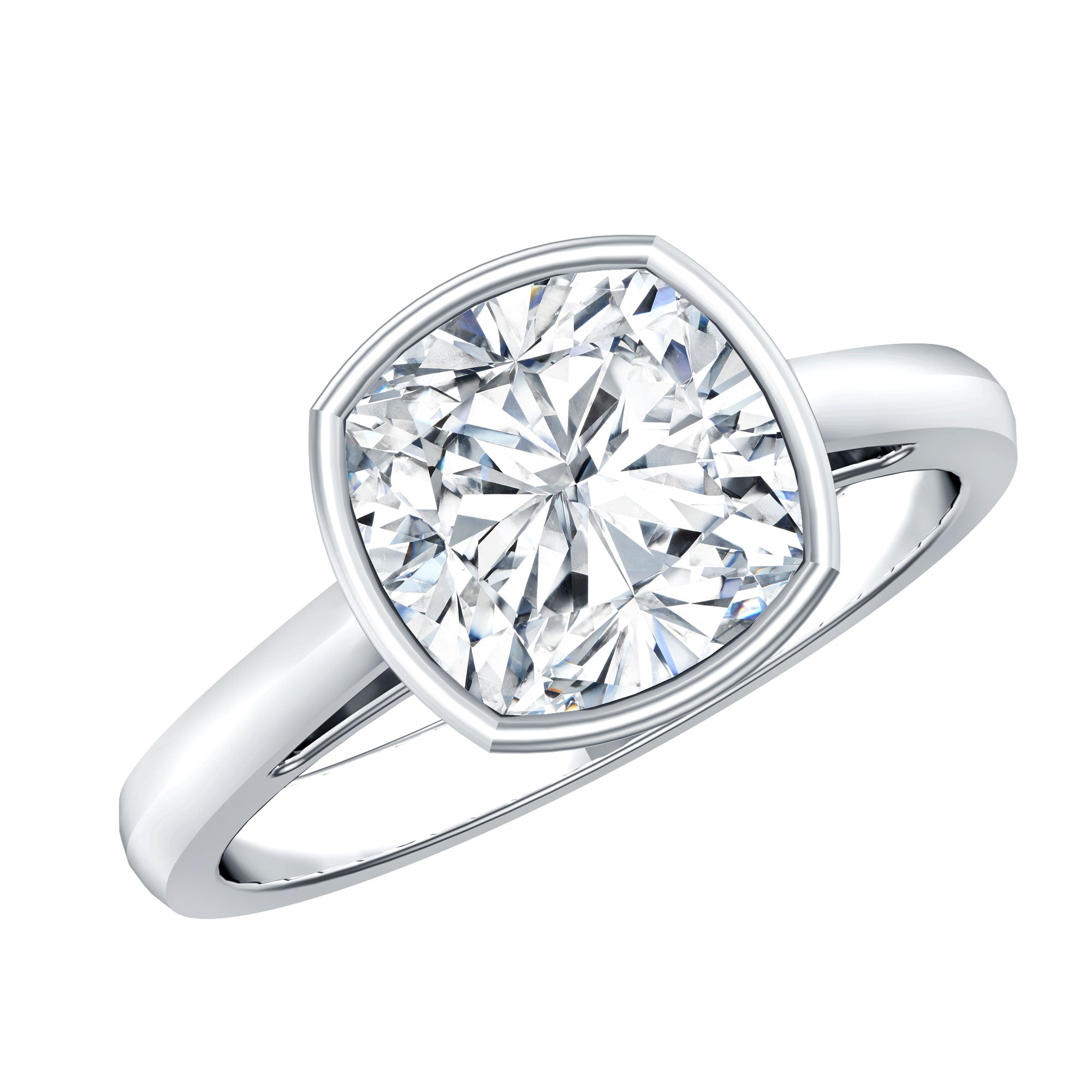 Rosec Jewels-3 Carat Solitaire Cushion Cut Lab Grown Diamond Bezel Engagement Ring with IGI Certificate