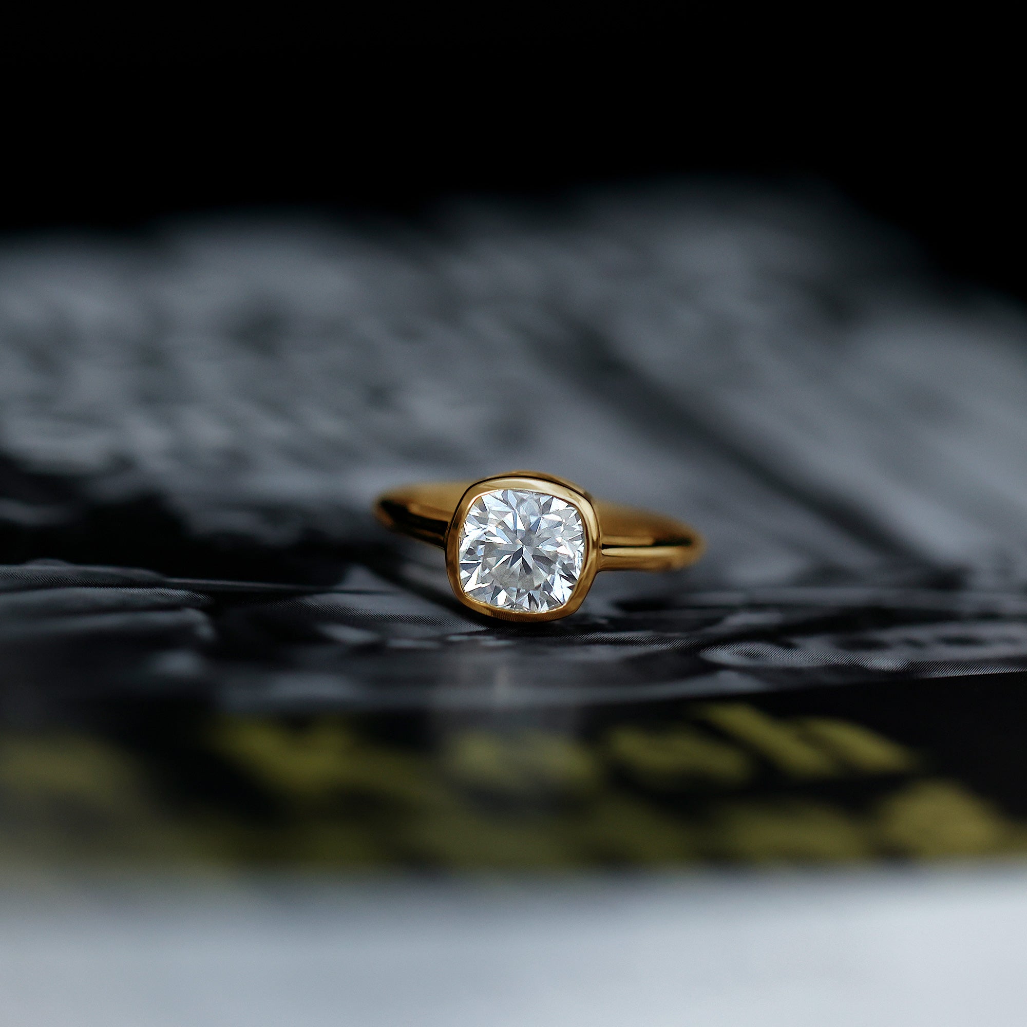 Rosec Jewels-3 Carat Solitaire Cushion Cut Lab Grown Diamond Bezel Engagement Ring with IGI Certificate