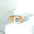 Rosec Jewels-3 Carat Solitaire Cushion Cut Lab Grown Diamond Bezel Engagement Ring with IGI Certificate