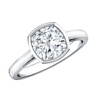 Bezel Set 2 Carat Lab Grown Diamond Cushion Engagement Ring IGI Certified Lab - ( E-VS1 ) - Rosec Jewels