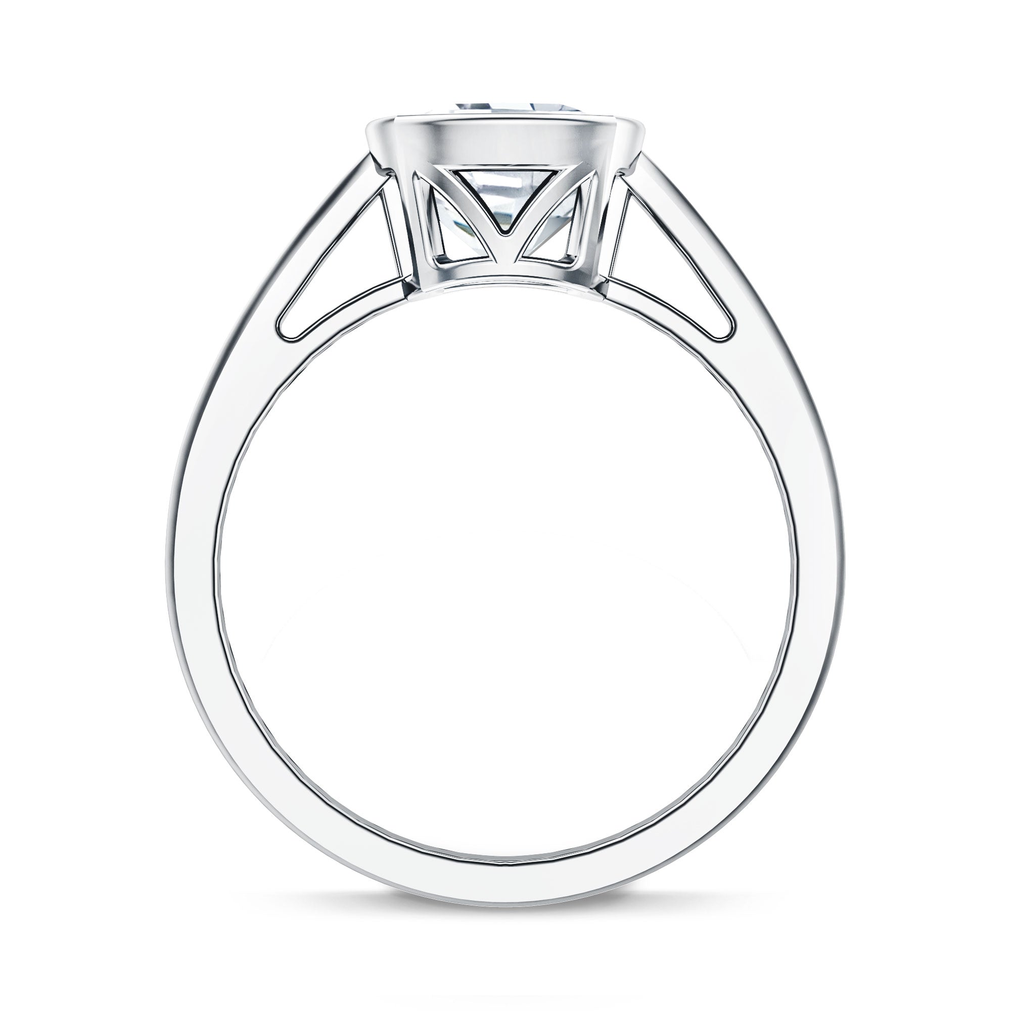 Bezel Set 2 Carat Lab Grown Diamond Cushion Engagement Ring IGI Certified Lab - ( E-VS1 ) - Rosec Jewels