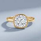 Bezel Set 2 Carat Lab Grown Diamond Cushion Engagement Ring IGI Certified Lab - ( E-VS1 ) - Rosec Jewels