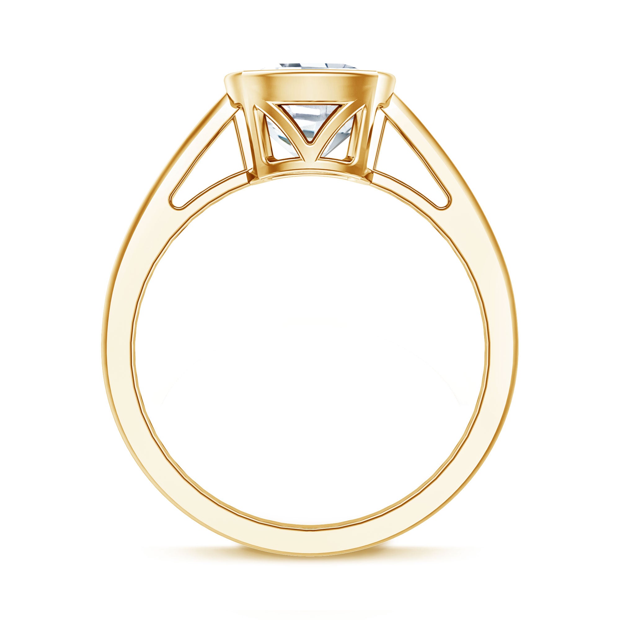 Bezel Set 2 Carat Lab Grown Diamond Cushion Engagement Ring IGI Certified Lab - ( E-VS1 ) - Rosec Jewels