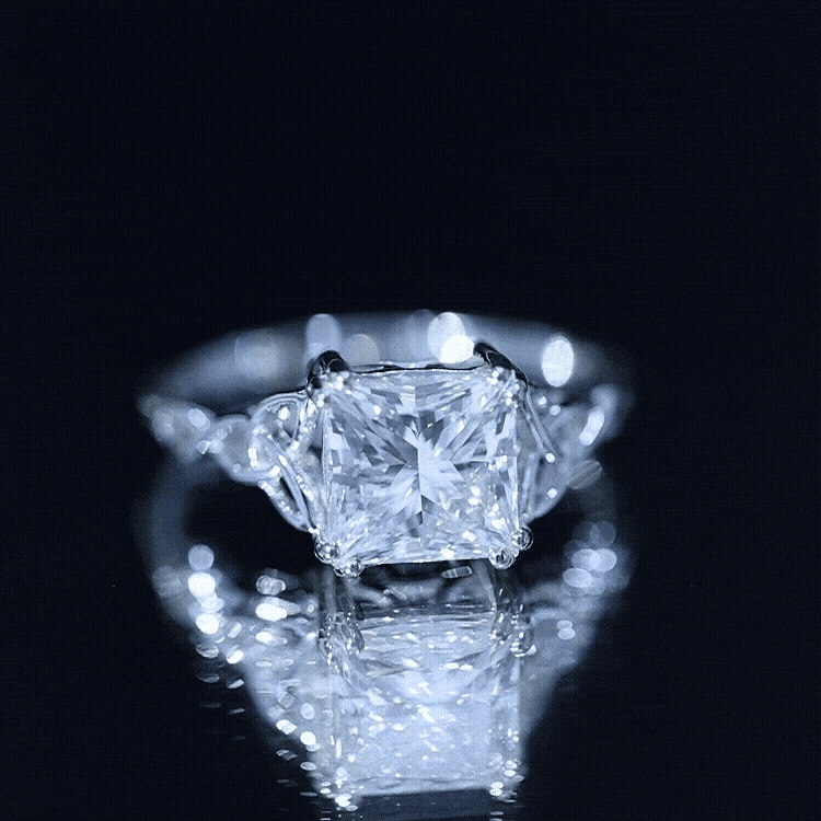 IGI Certified 3 Carat Lab Grown Diamond Princess Cut Engagement Ring with Celtic Knot Lab - ( E-VS1 ) - Rosec Jewels