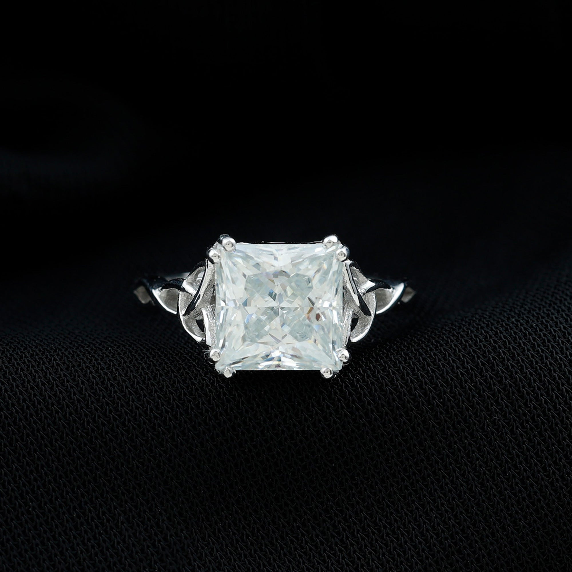 Rosec Jewels-IGI Certified 3 Carat Lab Grown Diamond Princess Cut Engagement Ring with Celtic Knot
