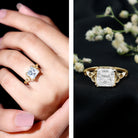 Rosec Jewels-Solitaire 4 Carat Princess Cut Lab Grown Diamond Knot Engagement Ring IGI Certified