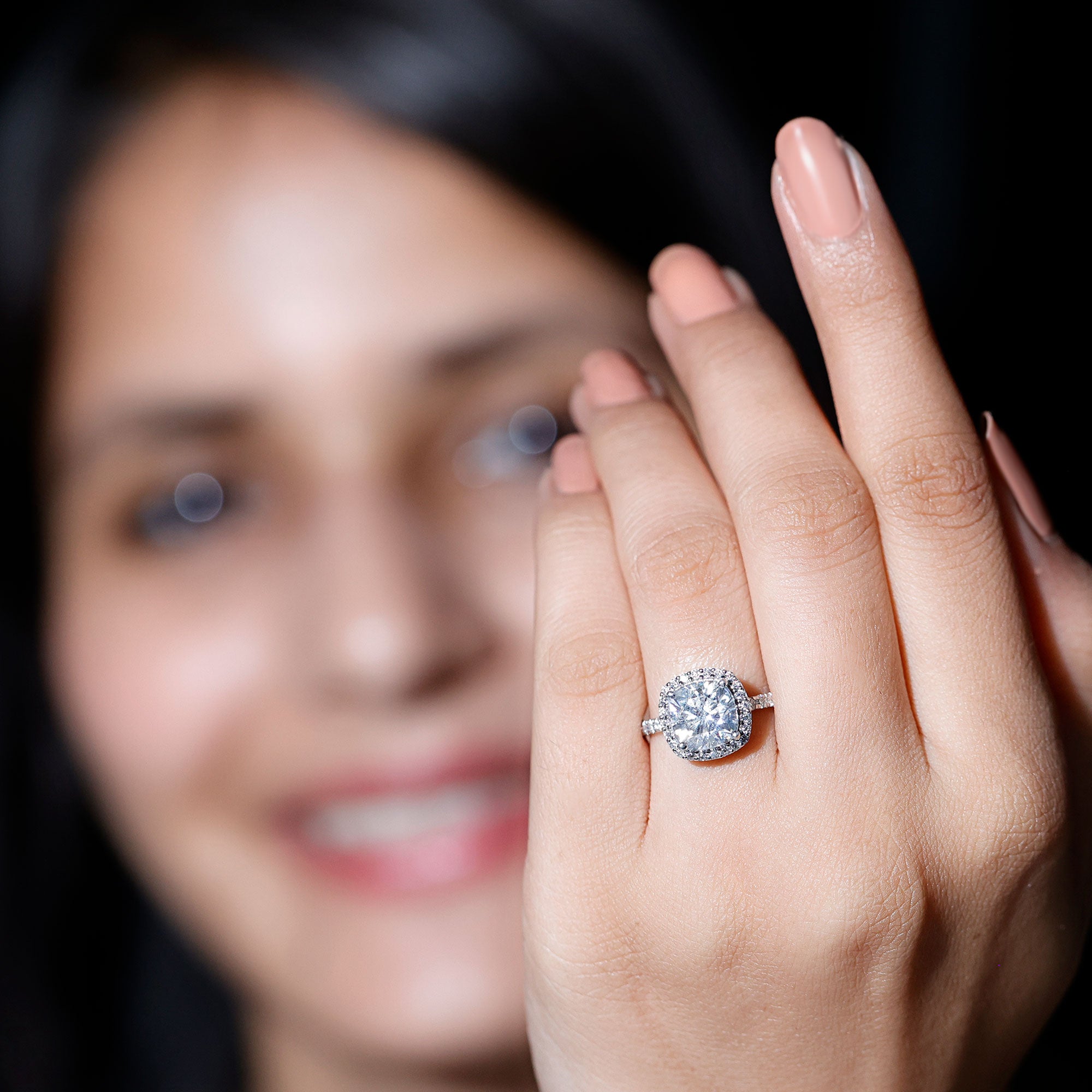 Rosec Jewels-IGI Certified 4 Carat Cushion Cut Lab Created Diamond Halo Engagement Ring