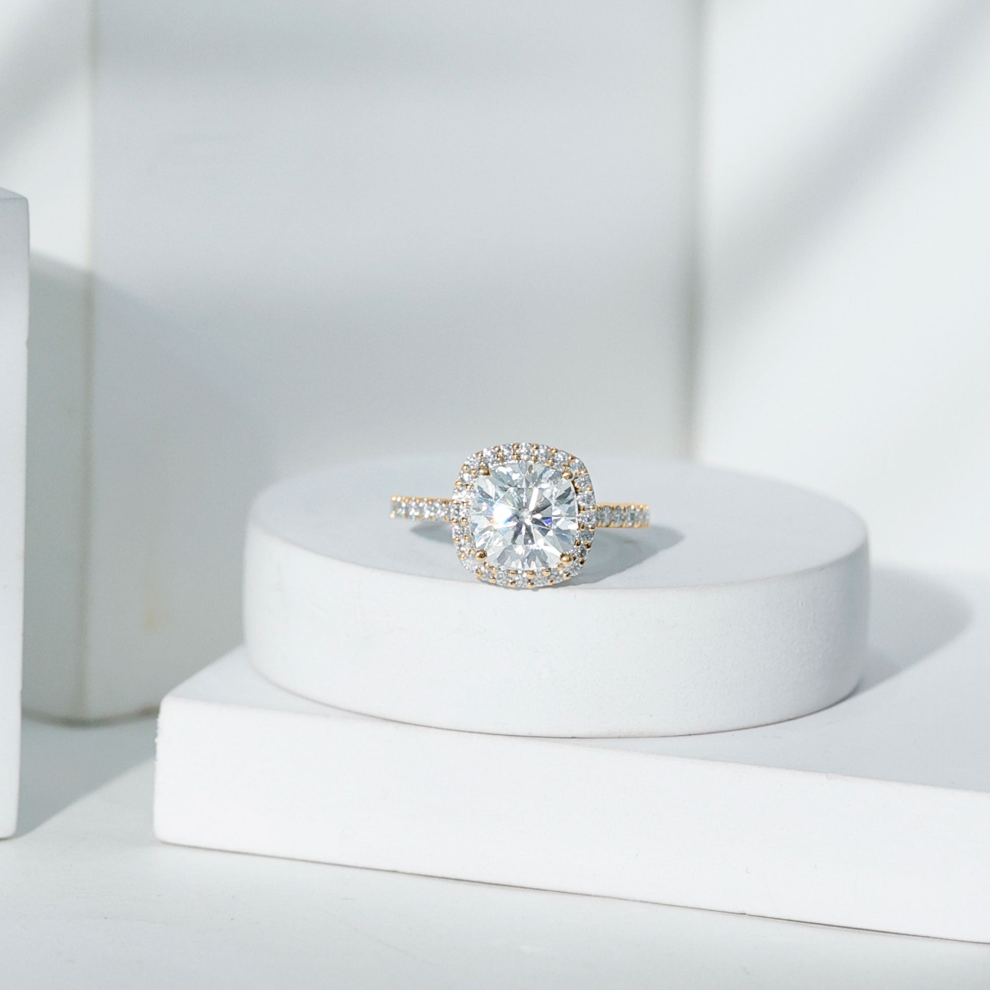 Rosec Jewels-IGI Certified 4 Carat Cushion Cut Lab Created Diamond Halo Engagement Ring