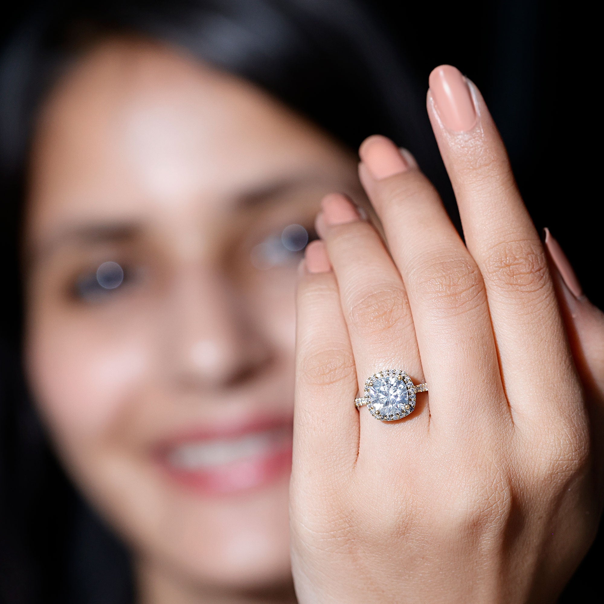 Rosec Jewels-IGI Certified 4 Carat Cushion Cut Lab Created Diamond Halo Engagement Ring