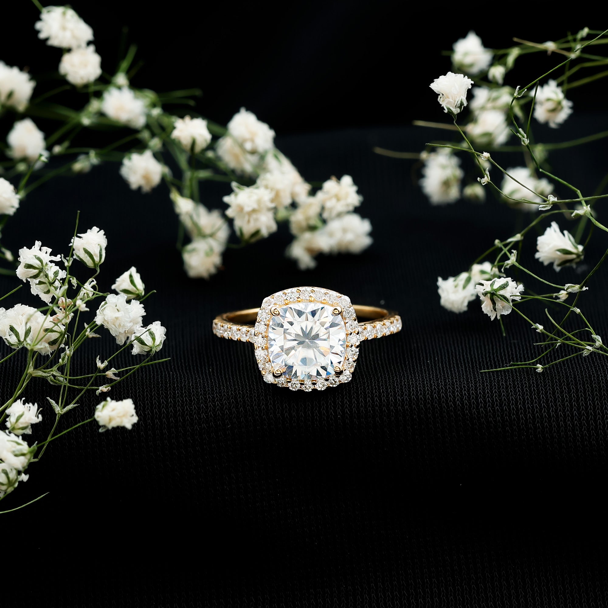 Rosec Jewels-3 Carat Lab Grown Diamond Halo Engagement Ring with IGI Certificate
