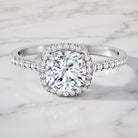 IGI Certified 2 Carat Cushion Cut Lab Grown Diamond Halo Engagement Ring Lab - ( E-VS1 ) - Rosec Jewels
