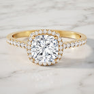 IGI Certified 2 Carat Cushion Cut Lab Grown Diamond Halo Engagement Ring Lab - ( E-VS1 ) - Rosec Jewels