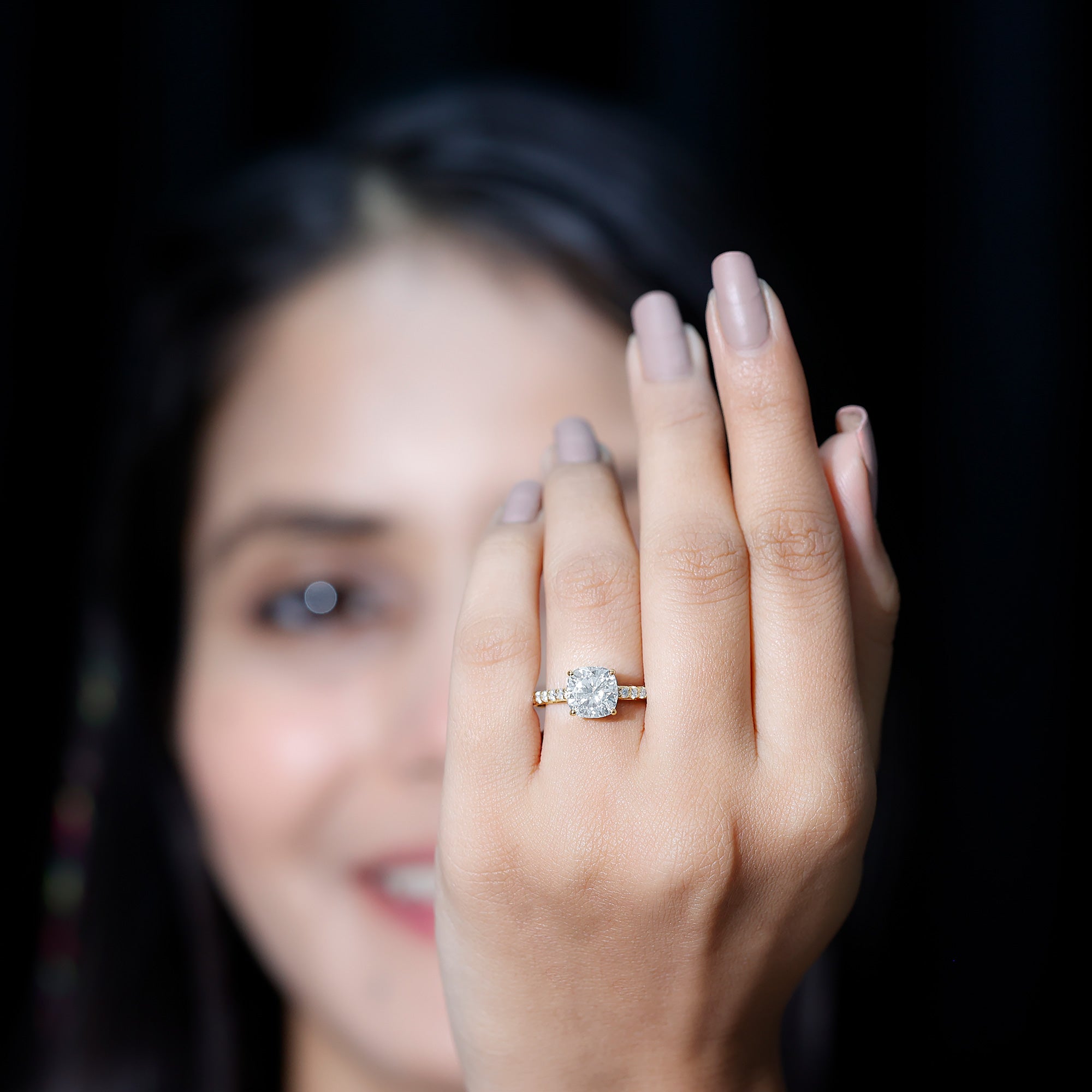 Rosec Jewels-3 Carat Cushion Cut Lab Diamond Solitaire Engagement Ring IGI Certified