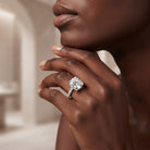 IGI Certified 4 Carat Lab Grown Cushion Diamond Engagement Ring with Hidden Halo Lab - ( E-VS1 ) - Rosec Jewels