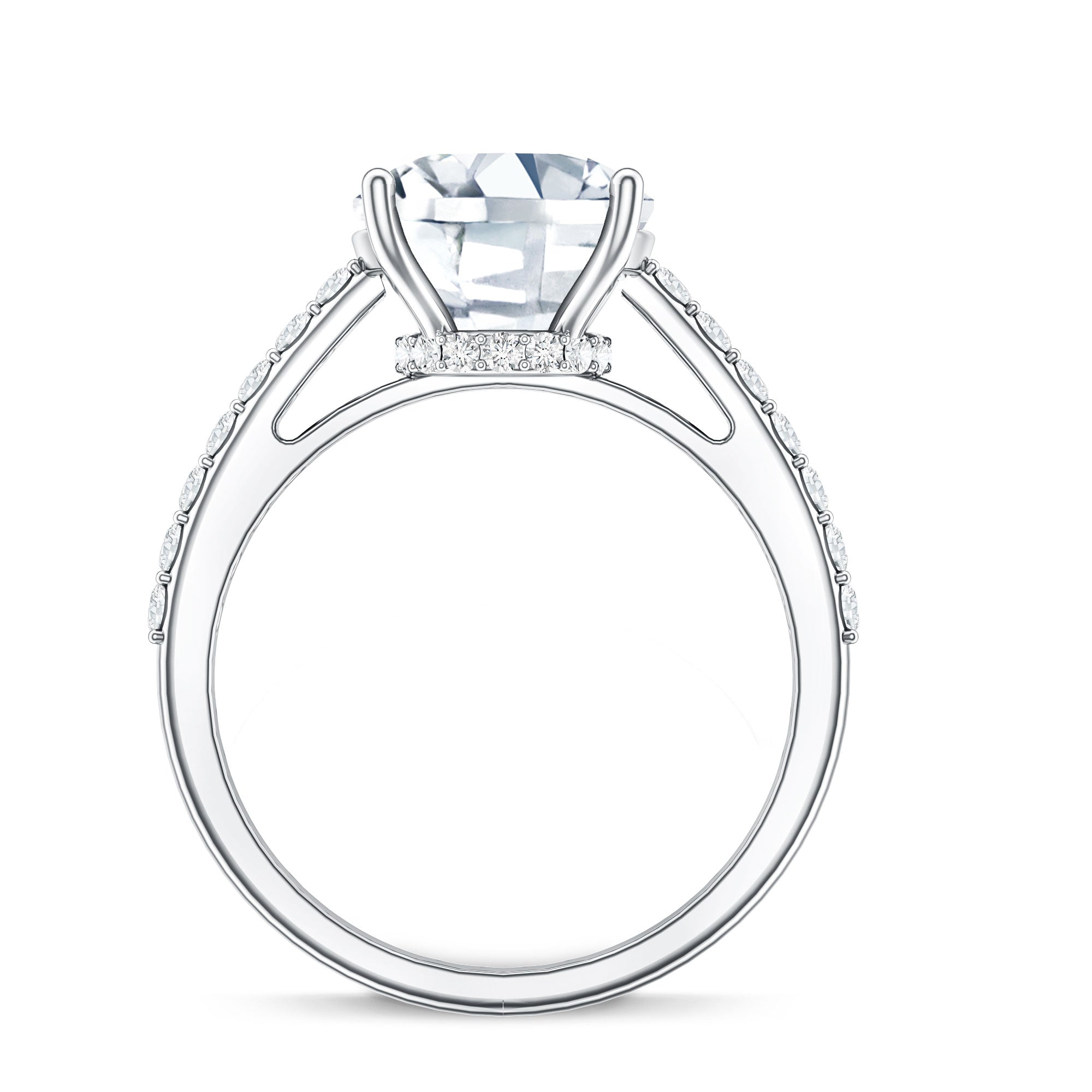 IGI Certified 4 Carat Lab Grown Cushion Diamond Engagement Ring with Hidden Halo Lab - ( E-VS1 ) - Rosec Jewels