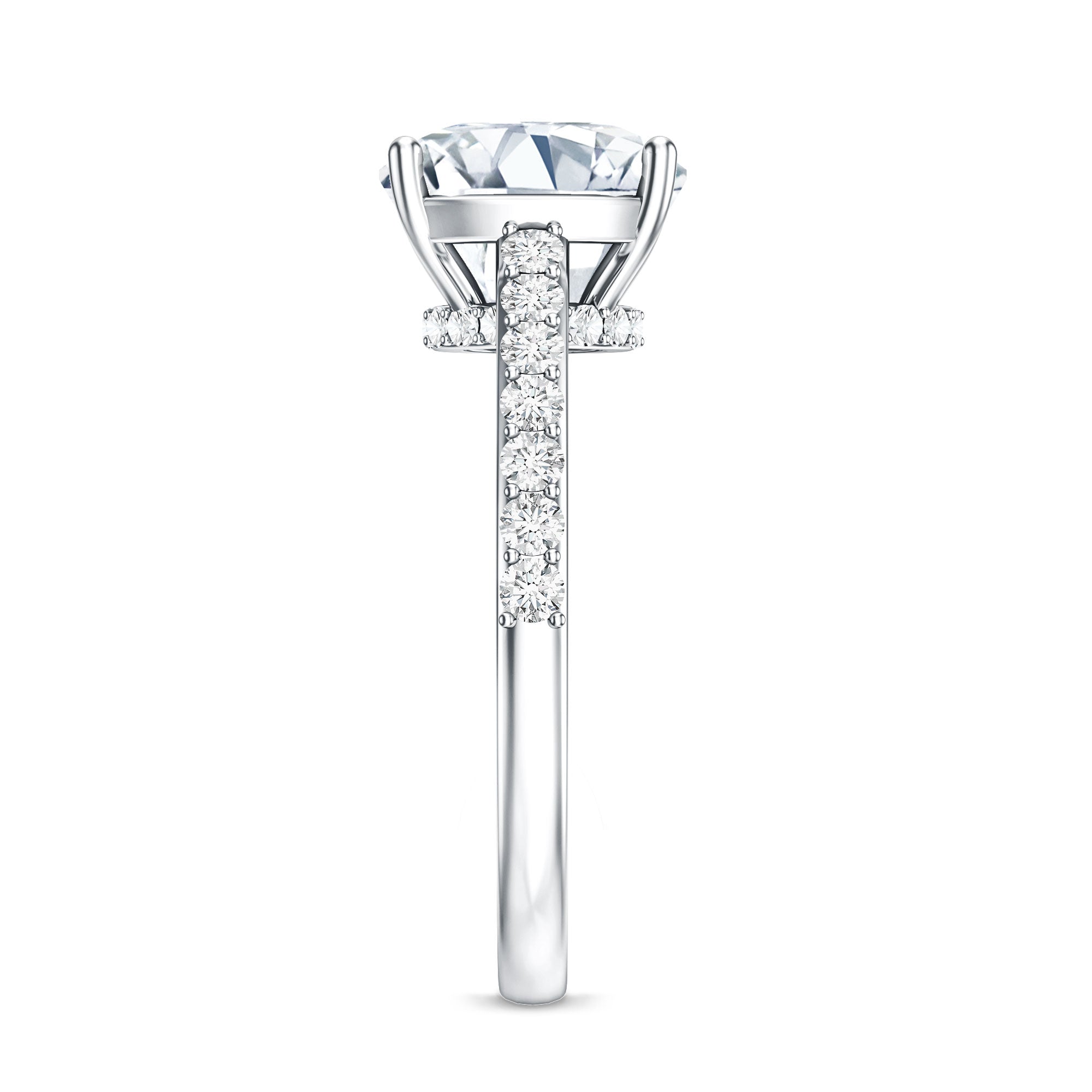 IGI Certified 4 Carat Lab Grown Cushion Diamond Engagement Ring with Hidden Halo Lab - ( E-VS1 ) - Rosec Jewels
