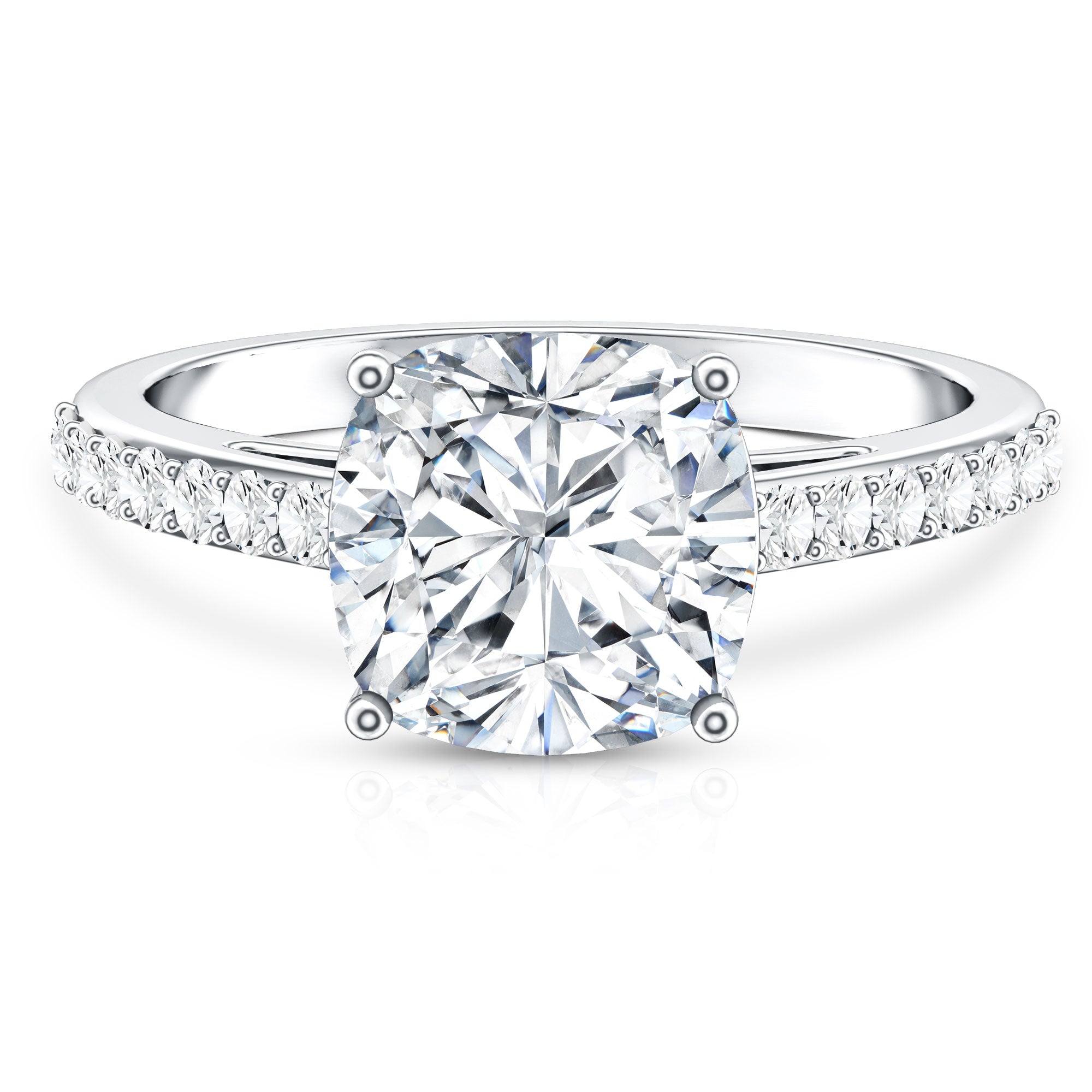 IGI Certified 4 Carat Lab Grown Cushion Diamond Engagement Ring with Hidden Halo Lab - ( E-VS1 ) - Rosec Jewels