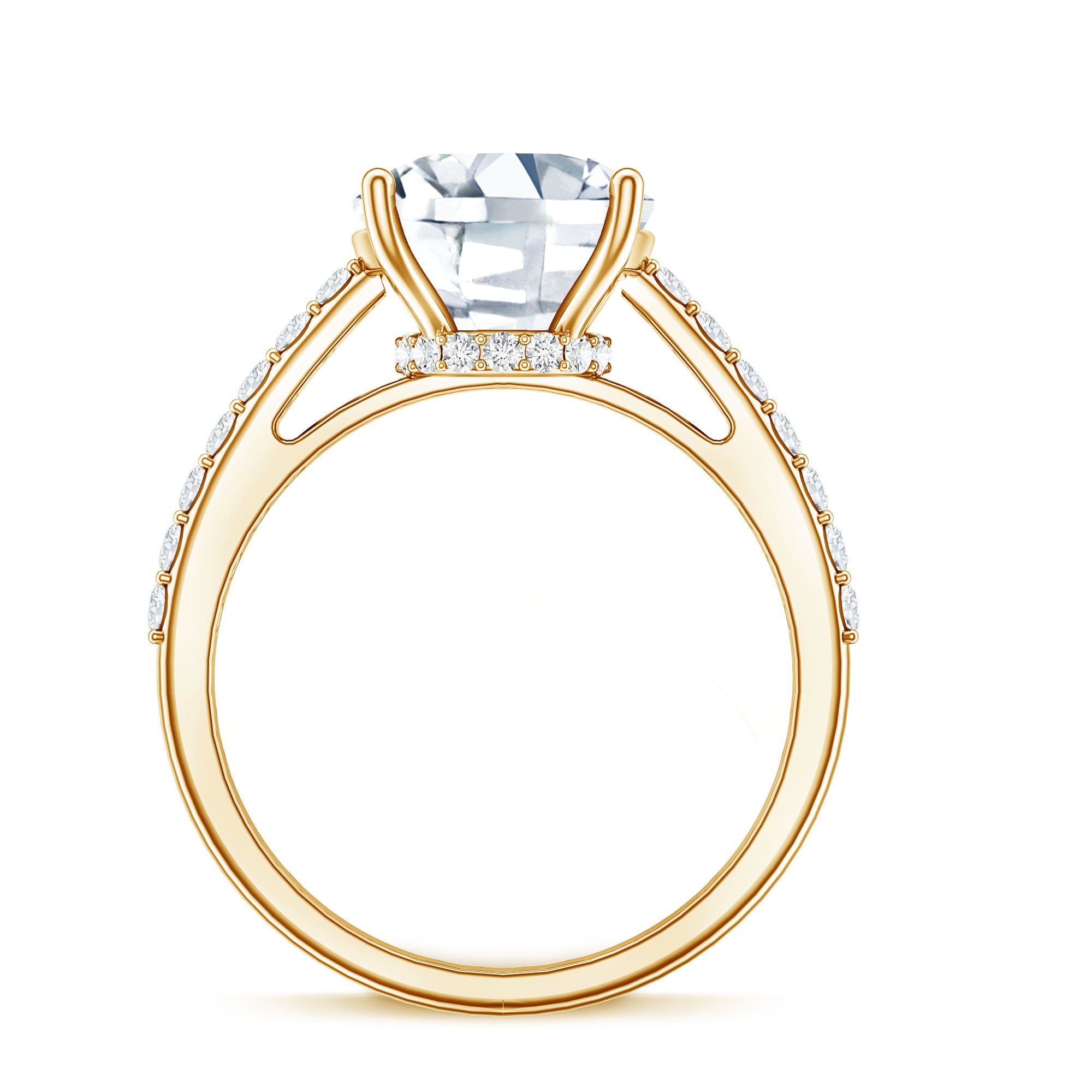 IGI Certified 4 Carat Lab Grown Cushion Diamond Engagement Ring with Hidden Halo Lab - ( E-VS1 ) - Rosec Jewels