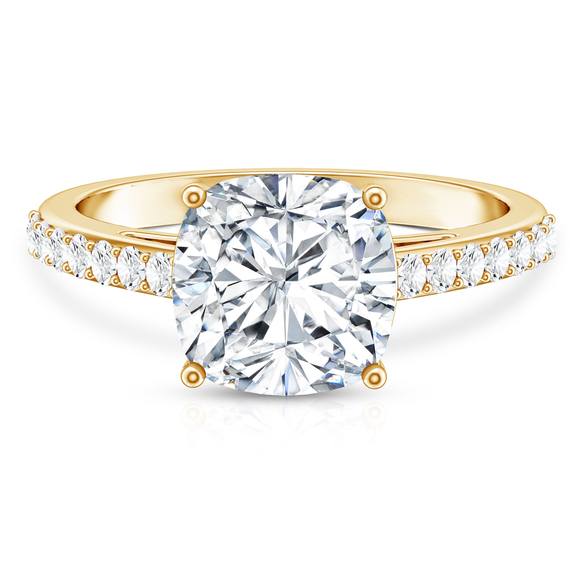 IGI Certified 4 Carat Lab Grown Cushion Diamond Engagement Ring with Hidden Halo Lab - ( E-VS1 ) - Rosec Jewels