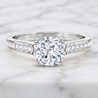 Cushion Cut 2 Carat Lab Grown Diamond Side Stone Engagement Ring IGI Certified Lab - ( E-VS1 ) - Rosec Jewels