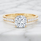 Cushion Cut 2 Carat Lab Grown Diamond Side Stone Engagement Ring IGI Certified Lab - ( E-VS1 ) - Rosec Jewels