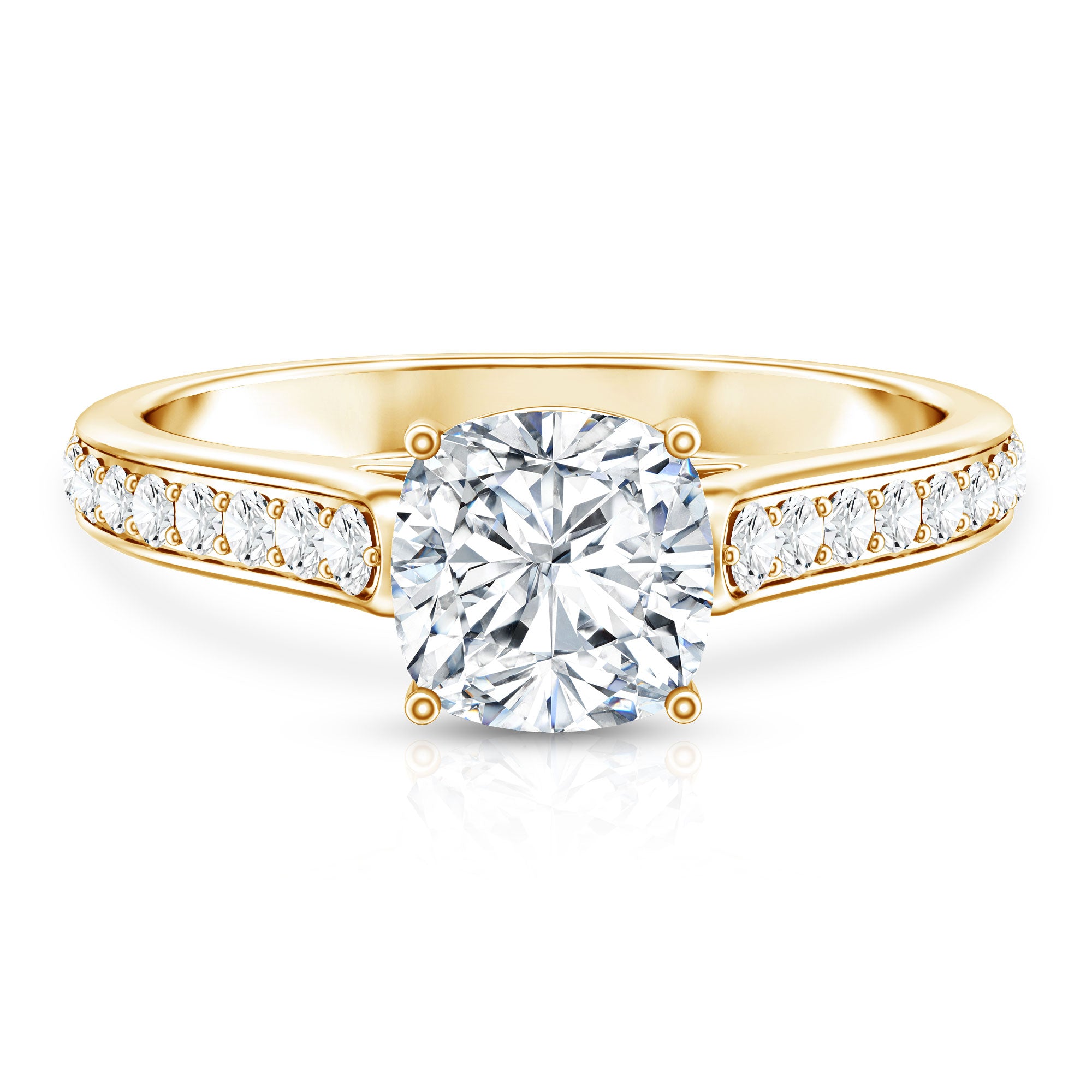 Cushion Cut 2 Carat Lab Grown Diamond Side Stone Engagement Ring IGI Certified Lab - ( E-VS1 ) - Rosec Jewels