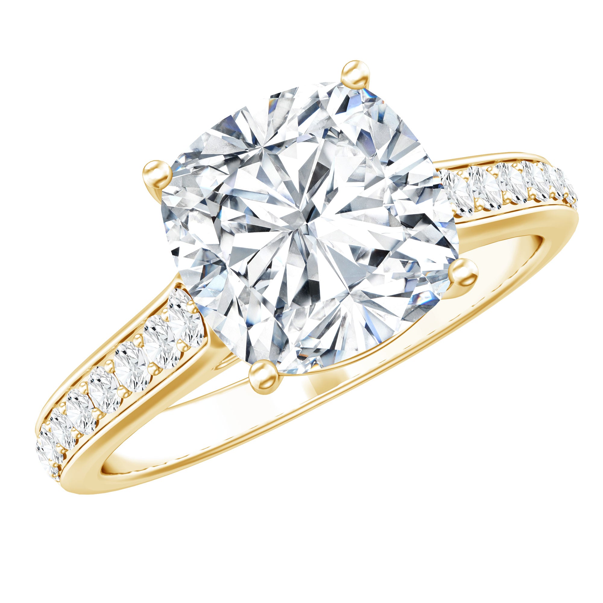 Rosec Jewels-IGI Certified Cushion Cut 3 Carat Lab Grown Diamond Cathedral Engagement Ring