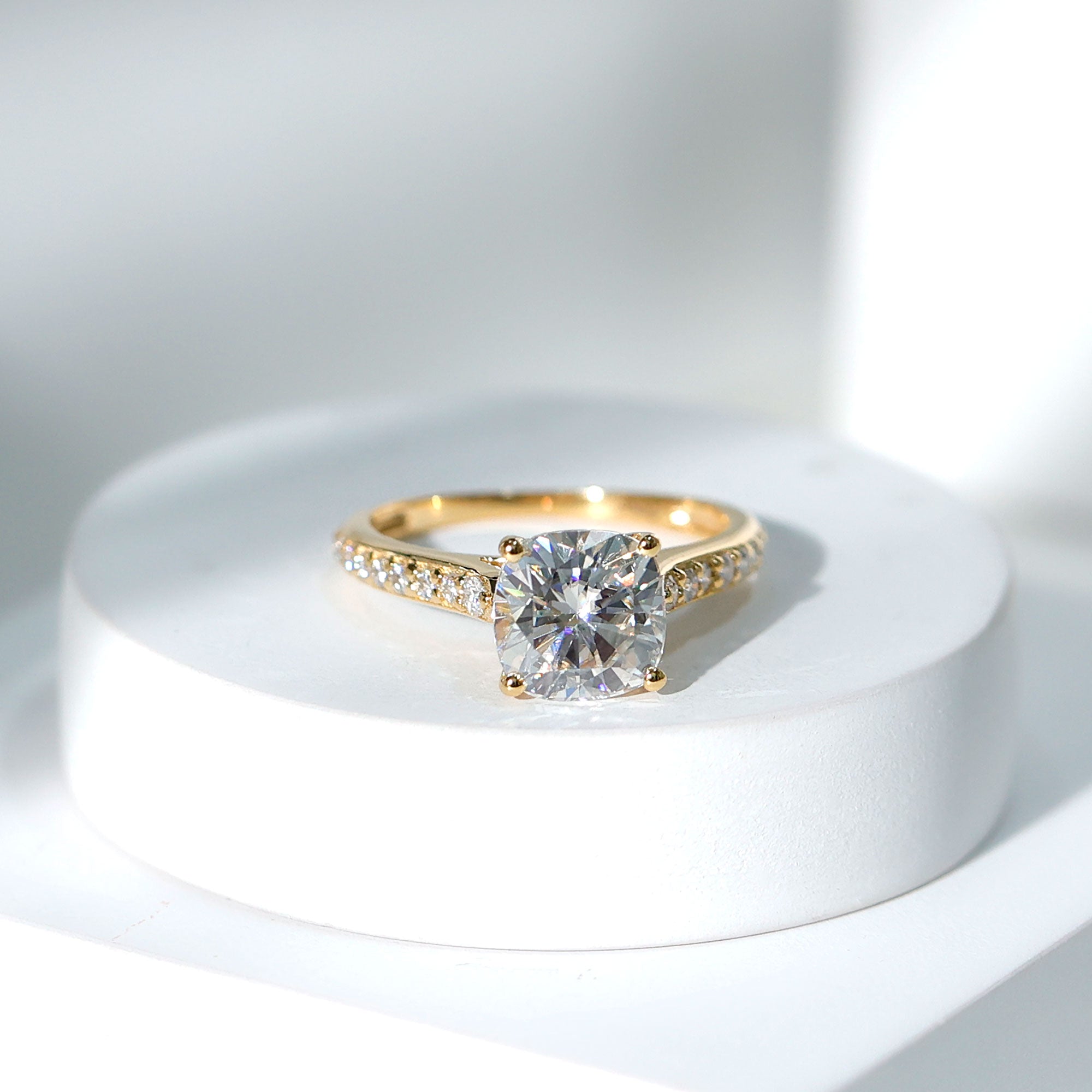 Rosec Jewels-IGI Certified Cushion Cut 3 Carat Lab Grown Diamond Cathedral Engagement Ring