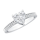 IGI Certified 1 Carat Heart Shaped Lab Grown Diamond Engagement Ring with Side Stones Lab - ( E-VS1 ) - Rosec Jewels