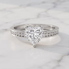 IGI Certified 1 Carat Heart Shaped Lab Grown Diamond Engagement Ring with Side Stones Lab - ( E-VS1 ) - Rosec Jewels
