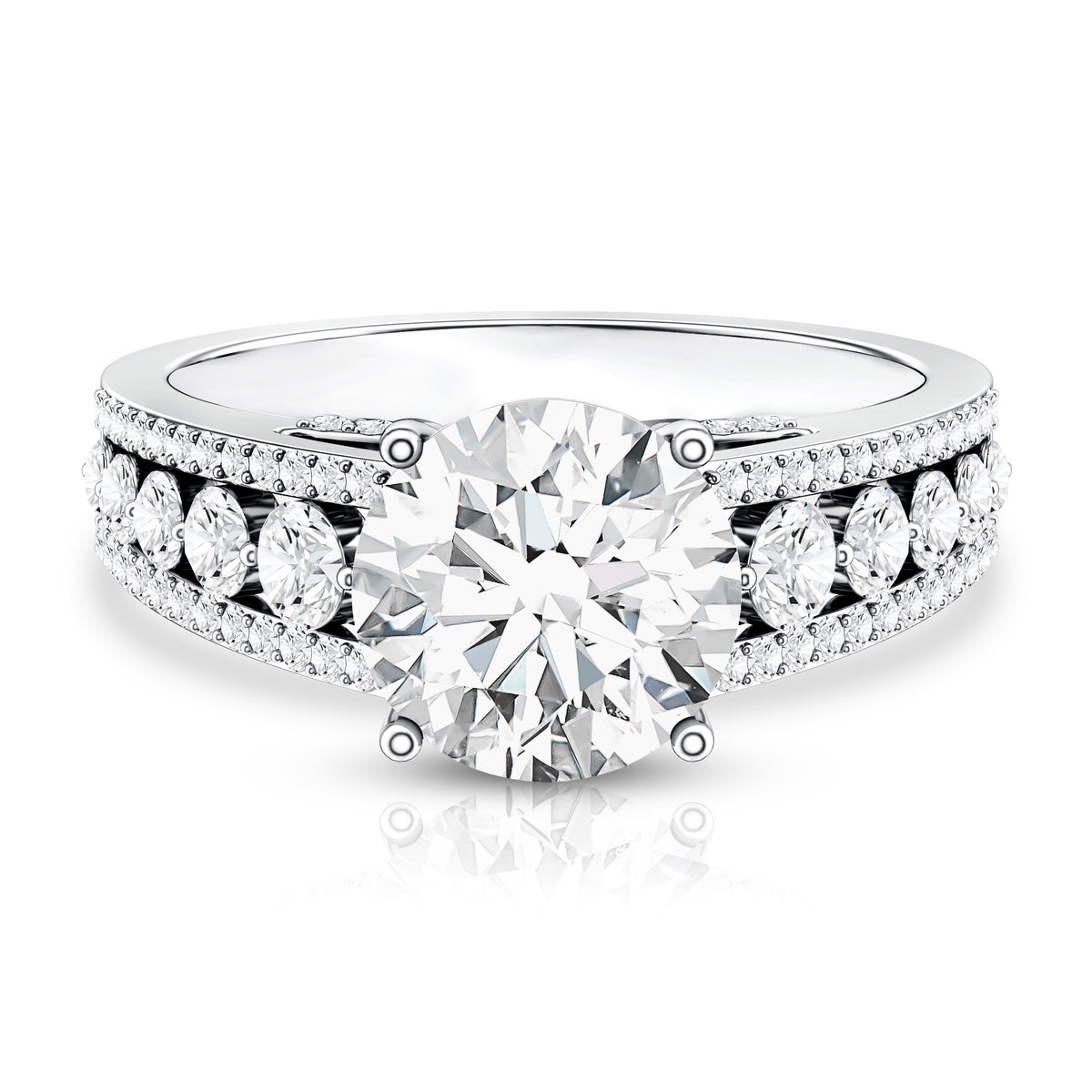 Rosec Jewels-IGI Certified 3 Carat Lab Diamond Statement Engagement Ring with Side Stones