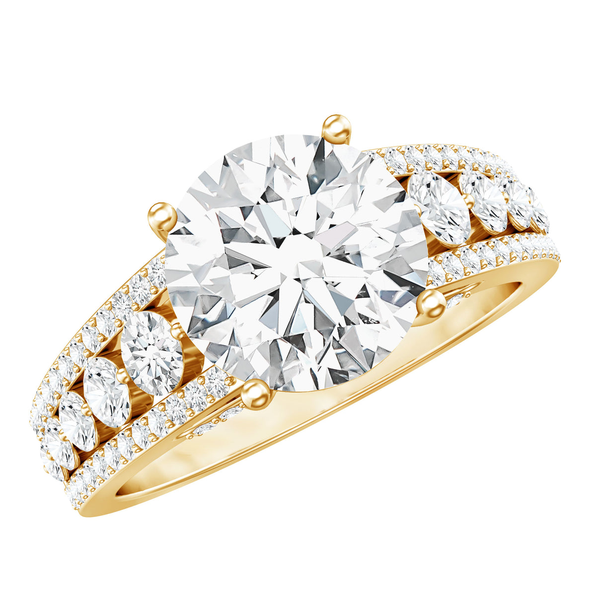Rosec Jewels-IGI Certified 3 Carat Lab Diamond Statement Engagement Ring with Side Stones
