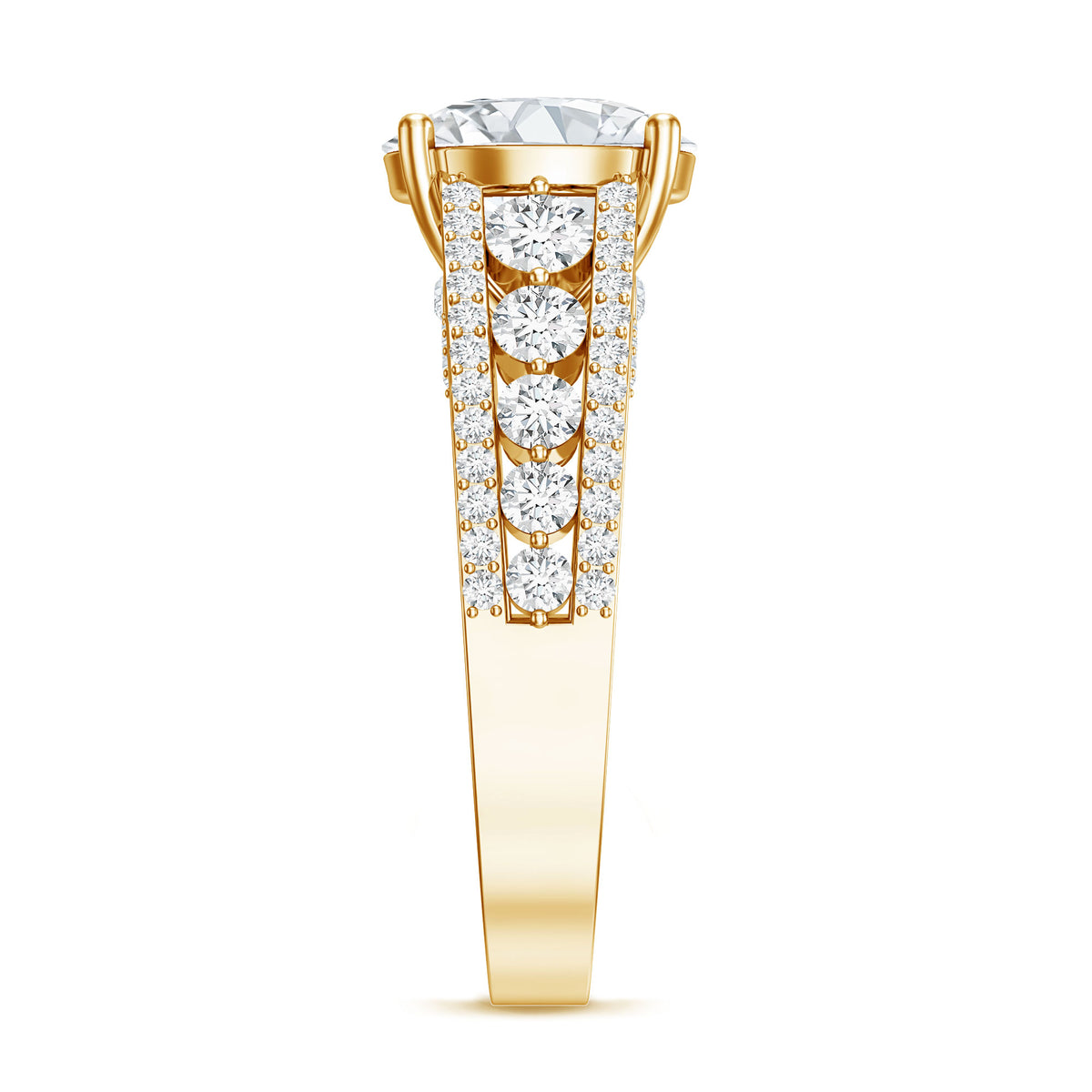 Rosec Jewels-IGI Certified 3 Carat Lab Diamond Statement Engagement Ring with Side Stones