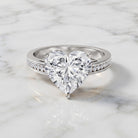 IGI Certified 5 Carat Lab Grown Diamond Heart Engagement Ring with Side Stones Lab - ( E-VS1 ) - Rosec Jewels