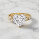 IGI Certified 5 Carat Lab Grown Diamond Heart Engagement Ring with Side Stones Lab - ( E-VS1 ) - Rosec Jewels