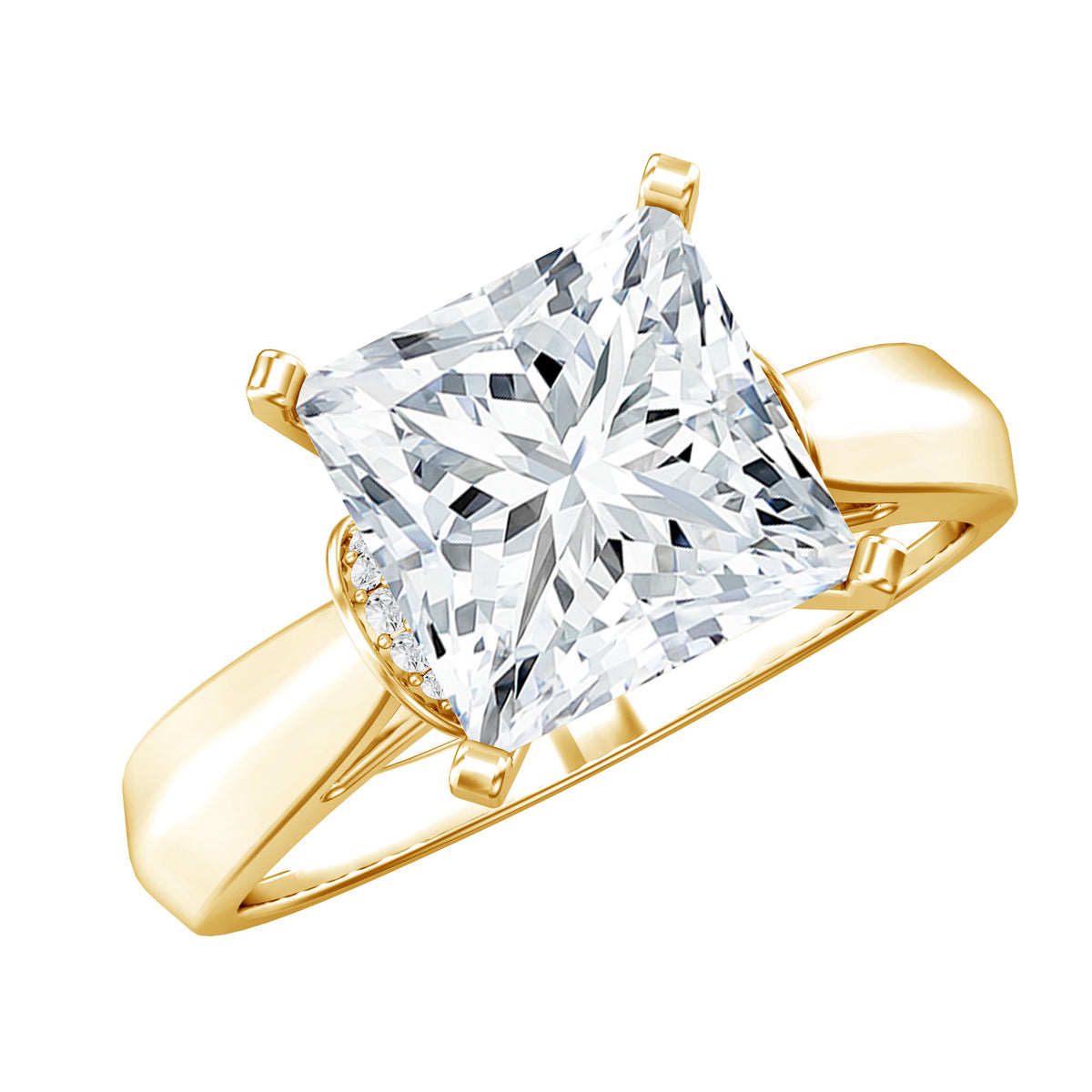 Rosec Jewels Lab Grown 4 Carat Diamond Princess Cut Engagement Ring with IGI Certificate